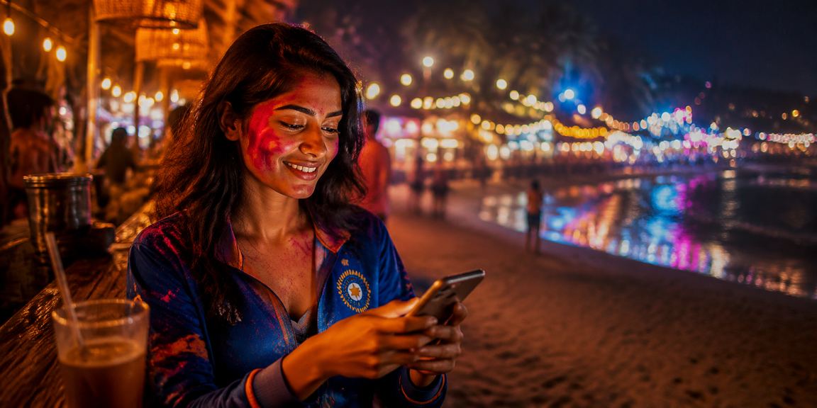 Celebration of Holi festival and cricket betting in India